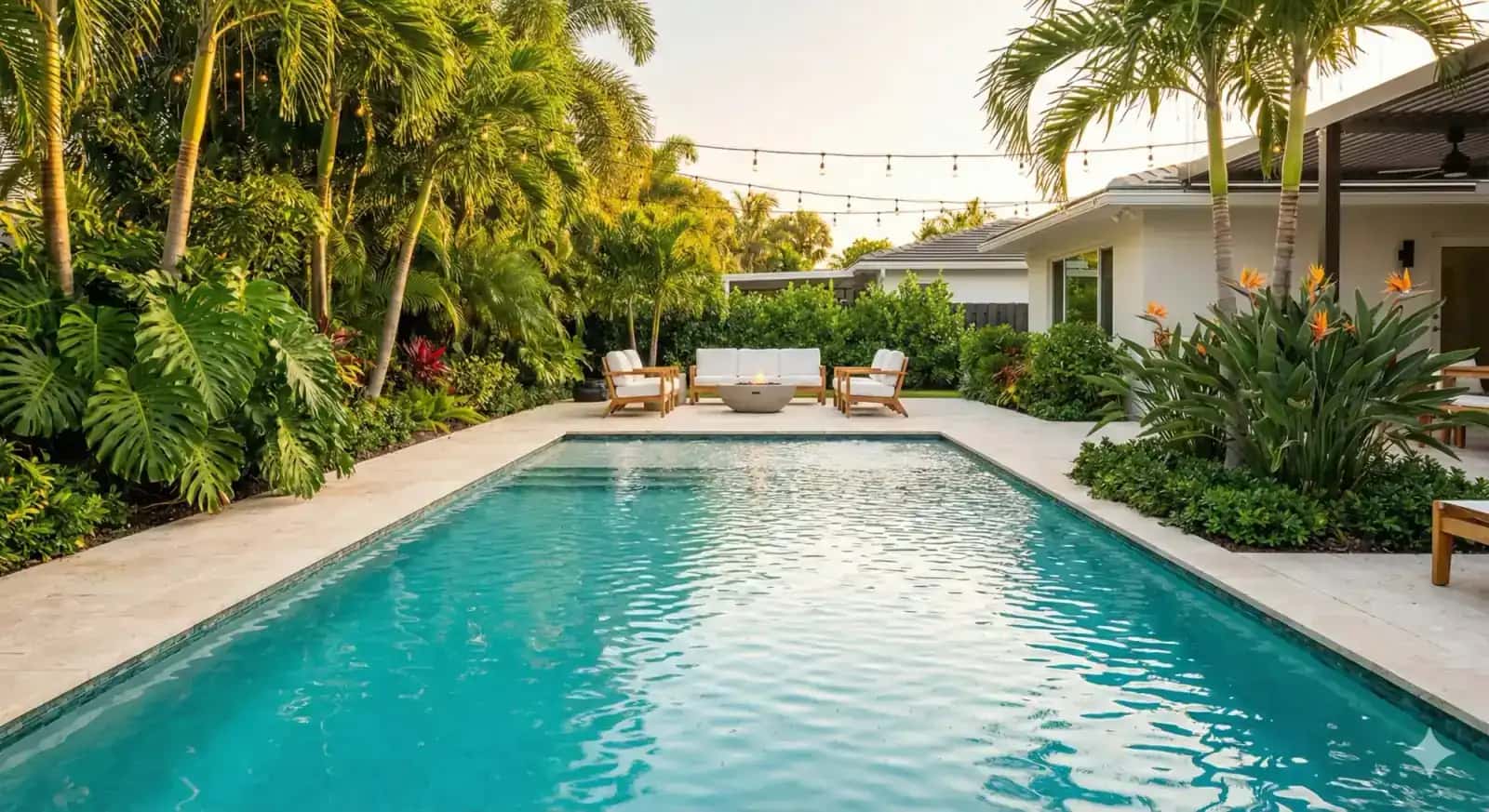 Clean residential pool ready for weekly service